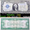 Image 1 : **Star Note** 1928B $1 Blue Seal Silver Certificate "funnyback" Grades vf, very fine