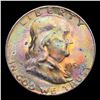 Image 2 : 1951-s Rainbow Toned Franklin Half Dollar 50c Grades Choice+ Unc