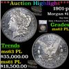 Image 1 : *HIGHLIGHT OF ENTIRE AUCTION* 1901-p Morgan Dollar $1 Graded ms62 PL By SEGS (fc)