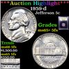 Image 1 : ***Auction Highlight*** 1959-d Jefferson Nickel 5c Graded GEM+ 5fs By USCG (fc)