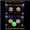 Image 1 : 1960 Lincoln Cent Die Varieties Large And Small Date in Plastic Holder