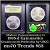 Image 1 : 1995-d Olympics Gymnastics Modern Commem Dollar $1 Graded ms70, Perfection By USCG