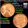 Image 1 : ***Auction Highlight*** 1927-s Lincoln Cent 1c Graded Choice Unc RD By USCG (fc)
