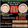 Image 1 : Mixed small cents 1c orig shotgun roll, 1919-s Wheat Cent, 1896 Indian cent other end, McDonalds Wra
