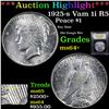 Image 1 : ***Auction Highlight*** 1925-s vam 1i Peace Dollar $1 Graded Choice+ Unc By USCG (fc)