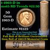Image 1 : Shotgun Lincoln 1c roll, 1963-d 50 pcs Brandt Wrapper Grades