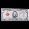 Image 2 : **Star Note** 1928E $5 Red Seal United States Note Grades vf+