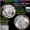 Image 1 : *HIGHLIGHT OF ENTIRE AUCTION***  1935-p TOP POP Mercury Dime 10c Graded ms68+ fsb By SEGS (fc)