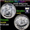 Image 1 : ***Auction Highlight*** 1920 Pilgrim Old Commem Half Dollar 50c Graded GEM+ Unc By USCG (fc)