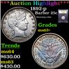 Image 1 : ***Auction Highlight*** 1892-p Barber Quarter 25c Graded Select+ Unc By USCG (fc)