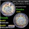 Image 1 : 1871-p FS-301 MPD Seated Liberty Half Dime 1/2 10c Grades BU+