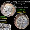Image 1 : 1916-p Rainbow Toned Mercury Dime 10c Grades GEM+ FSB