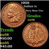 Image 1 : 1909 Indian Cent 1c Grades Choice AU/BU Slider