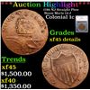 ***Auction Highlight*** 1786 NJ Straight Plow Beam Maris 14-J  Colonial Cent 1c Graded xf45 details 