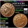 ***Auction Highlight*** 1826 N-9 R3 Coronet Head Large Cent 1c Graded au55 By SEGS (fc)