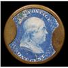 Image 2 : ***Auction Highlight*** 1862 Gault’s Encased Postage, EP-4A 1c Blue Franklin, Excellent Condition Gr