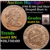***Auction Highlight*** 1798 S-166 2nd Hair Draped Bust Large Cent 1c Graded ms63 bn By SEGS (fc)