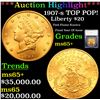 ***Auction Highlight*** 1907-s TOP POP! Gold Liberty Double Eagle $20 Graded ms65+ By SEGS (fc)