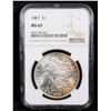 Image 2 : NGC 1887-p Morgan Dollar $1 Graded ms63 By NGC