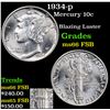 Image 1 : 1934-p Mercury Dime 10c Grades GEM+ FSB