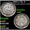 Image 1 : 1867-s Ty 5 Seated Liberty Half Dime 1/2 10c Grades Choice AU
