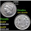 1868 Three Cent Copper Nickel 3cn Grades Unc Details