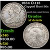 1834 O-113 Capped Bust Half Dollar 50c Grades xf details