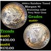 Image 1 : 1884-o Rainbow Toned Morgan Dollar $1 Grades Choice+ Unc