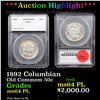 Image 1 : ***Auction Highlight*** 1892 Columbian Old Commem Half Dollar 50c Graded ms64 PL By SEGS (fc)