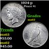 Image 1 : 1924-p Peace Dollar $1 Grades Select Unc