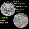 Image 1 : 1918-d Mercury Dime 10c Grades Choice AU/BU Slider