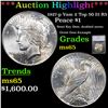 Image 1 : ***Auction Highlight*** 1927-p Vam 2 Top 50 I3 R5 Peace Dollar $1 Graded ms65 By SEGS (fc)