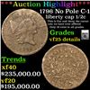 Image 1 : *HIGHLIGHT OF THE NIGHT* 1796 No Pole C-1 Liberty Cap half cent 1/2c Graded vf25 details By SEGS (fc