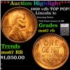 Image 1 : ***Auction Highlight*** 1909 vdb TOP POP! Lincoln Cent 1c Graded ms67 rb By SEGS (fc)