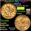 Image 1 : ***Auction Highlight*** 1907-p Gold Liberty Quarter Eagle $2 1/2 Graded Choice Unc By USCG (fc)