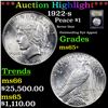 Image 1 : ***Auction Highlight*** 1922-s Peace Dollar $1 Graded GEM+ Unc By USCG (fc)