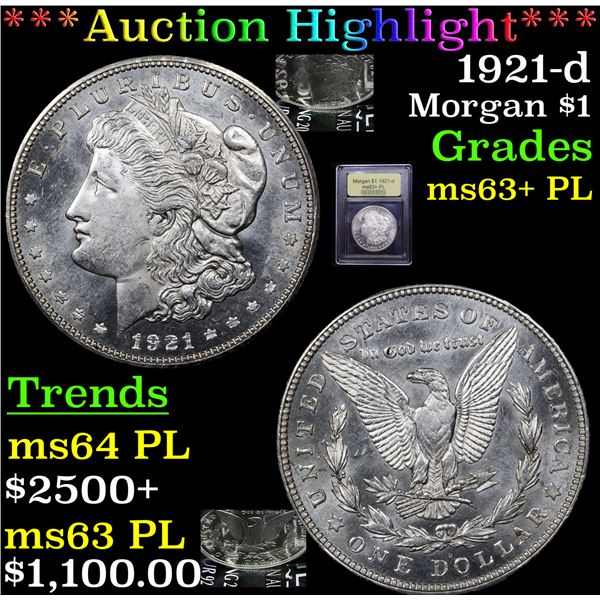 ***Auction Highlight*** 1921-d Morgan Dollar $1 Graded Select Unc+ PL By USCG (fc)