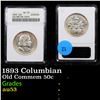 Image 1 : ANACS 1893 Columbian Old Commem Half Dollar 50c Graded au53 By ANACS