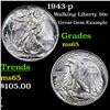 Image 1 : 1943-p Walking Liberty Half Dollar 50c Grades GEM Unc