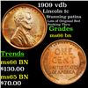 Image 1 : 1909 vdb Lincoln Cent 1c Grades GEM+ Unc BN