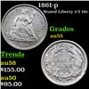Image 1 : 1861-p Seated Liberty Half Dime 1/2 10c Grades Choice AU