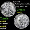 Image 1 : 1947-d Walking Liberty Half Dollar 50c Grades Choice+ Unc
