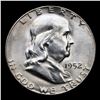 Image 2 : 1952-s Franklin Half Dollar 50c Grades Choice+ Unc