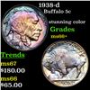 Image 1 : 1938-d Buffalo Nickel 5c Grades GEM++ Unc