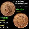 Image 1 : 1818 N8 R3 Coronet Head Large Cent 1c Grades Choice AU