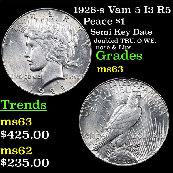 1928-s Vam 5 I3 R5 Peace Dollar $1 Grades Select Unc