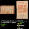 Image 1 : Colonial Currency April 10th 1777 Philadelphia, PA 1 Shilling (1s) Printed BY John Dunlap Rare Red