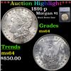 Image 1 : ***Auction Highlight*** 1891-p Morgan Dollar $1 Graded ms64 By SEGS (fc)