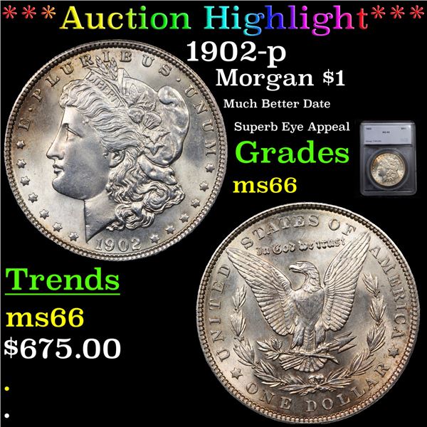 ***Auction Highlight*** 1902-p Morgan Dollar $1 Graded ms66 By SEGS (fc)