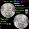 Image 1 : *HIGHLIGHT OF ENTIRE AUCTION* 1880-o Near TOP POP Morgan Dollar $1 Graded ms65 By SEGS (fc)